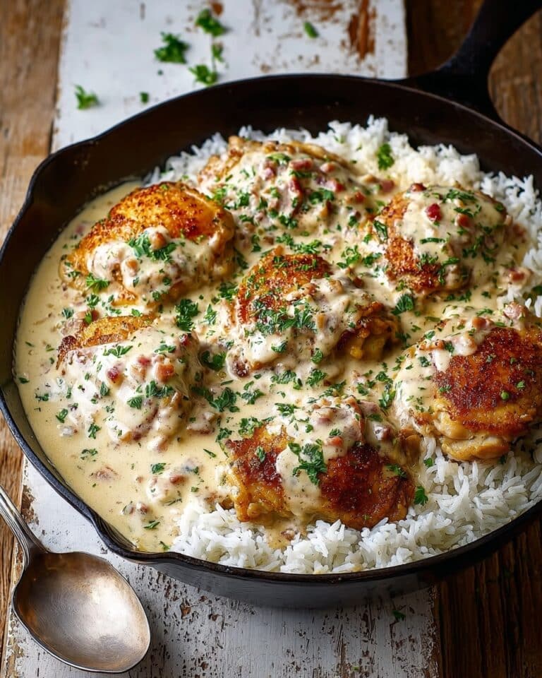 Easy Creamy Smothered Chicken and Rice Dinner Recipe