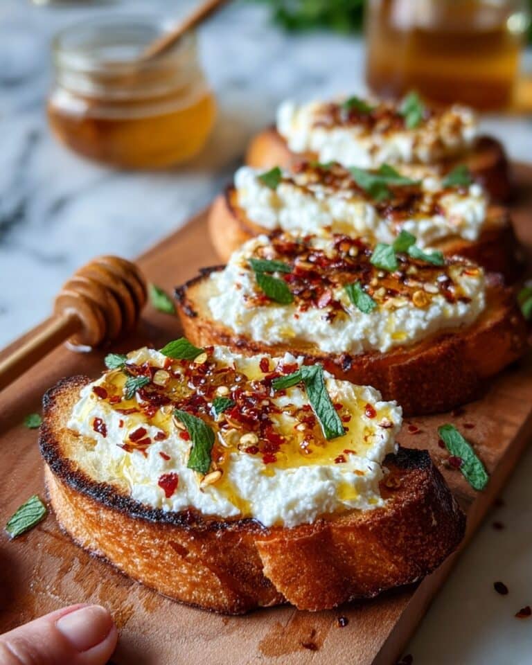 Sweet and Spicy Whipped Feta Crostini with Hot Honey Recipe