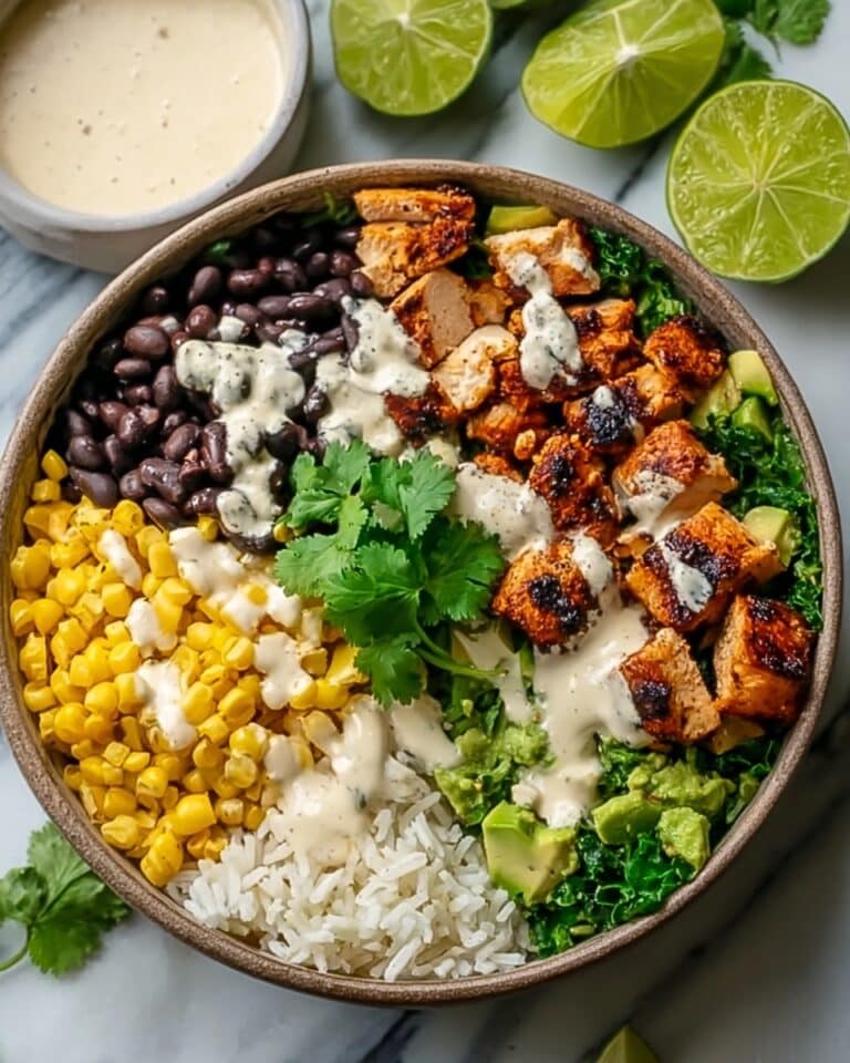 Chipotle Chicken Bowl with Black Beans, Corn, & Creamy Sauce Recipe