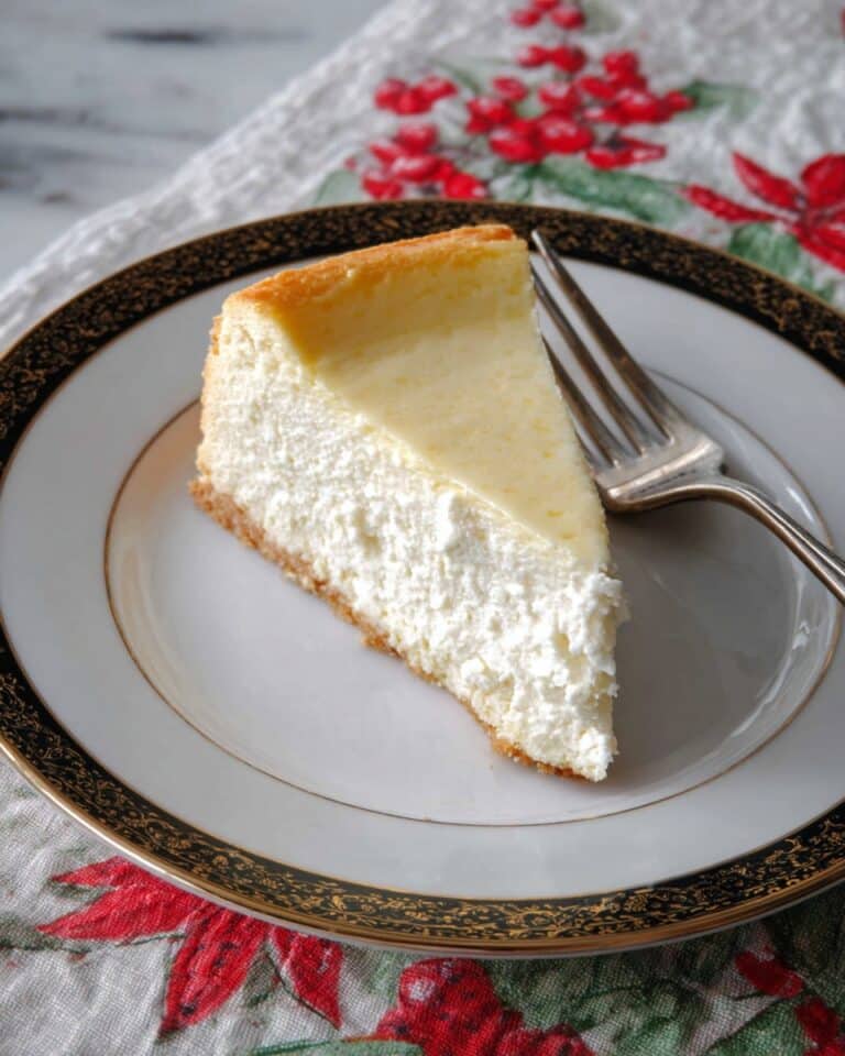 Fluffy New York Style Crustless Cheesecake Recipe