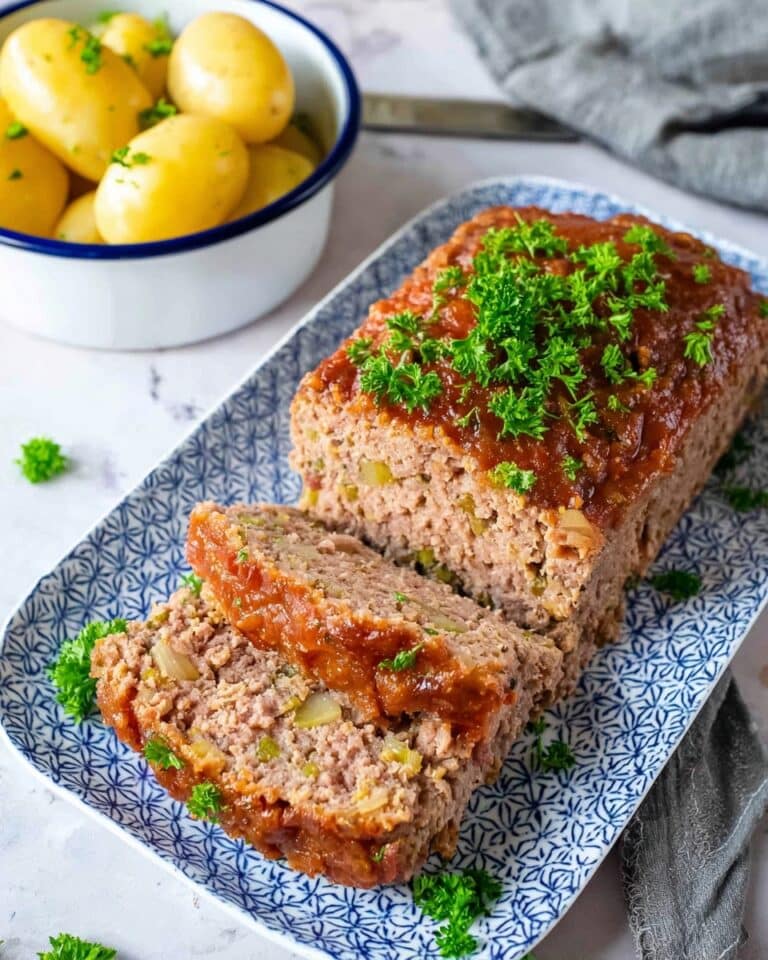Traditional German Hackbraten (Meatloaf) with Gherkins and Parsley Recipe