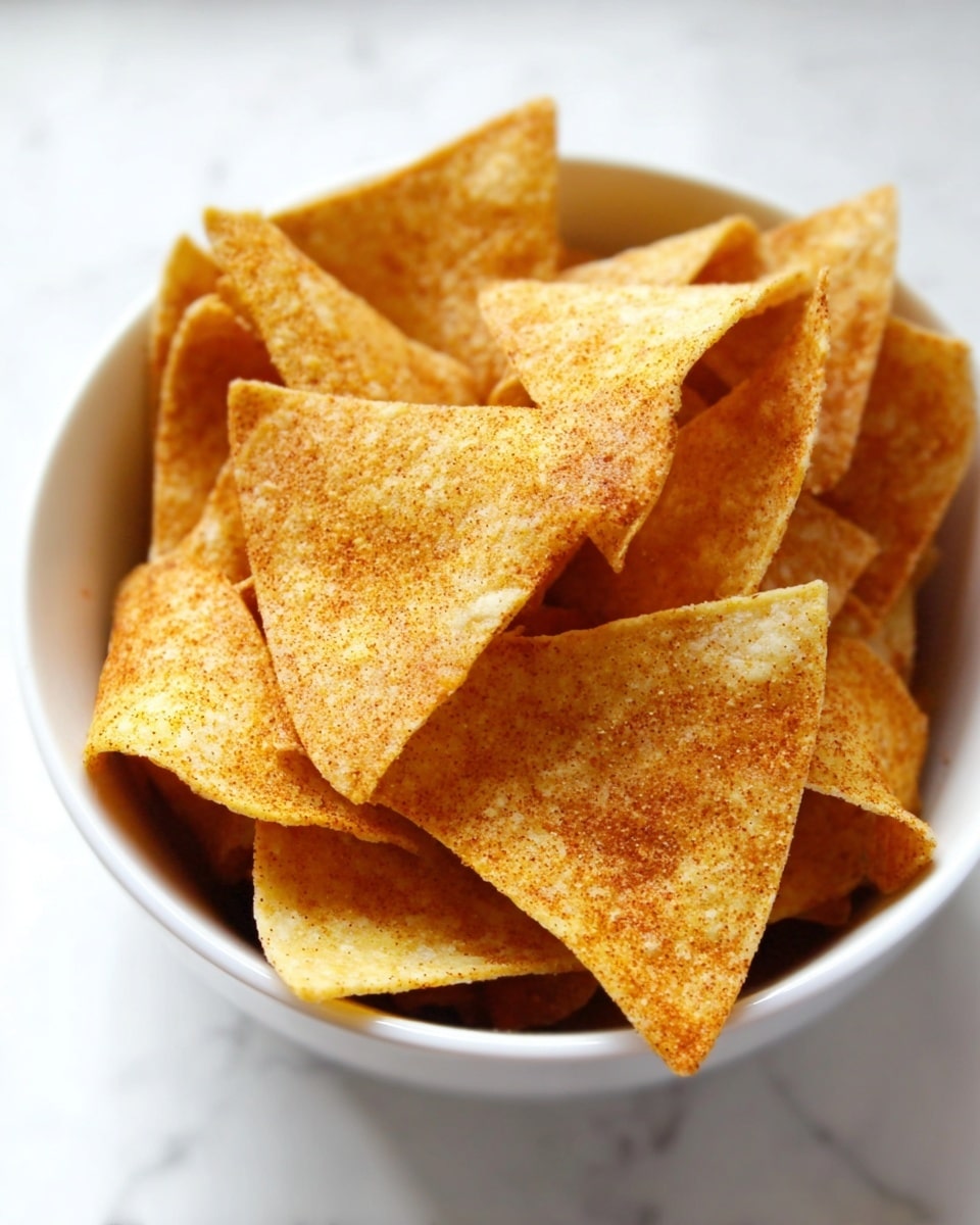 A white bowl filled with golden triangular chips that have a dusting of orange seasoning, showing a rough, slightly crispy texture; a woman's hand is gently picking up one chip from the bowl, with visible fingers and slight skin creases, all set against a soft white marbled surface which adds a clean and bright look to the scene. photo taken with an iphone --ar 4:5 --v 7