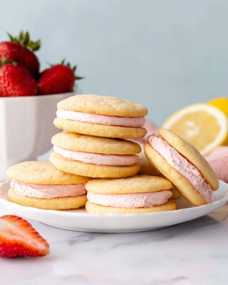 Lemon Sandwich Cookies with Strawberry Frosting Recipe